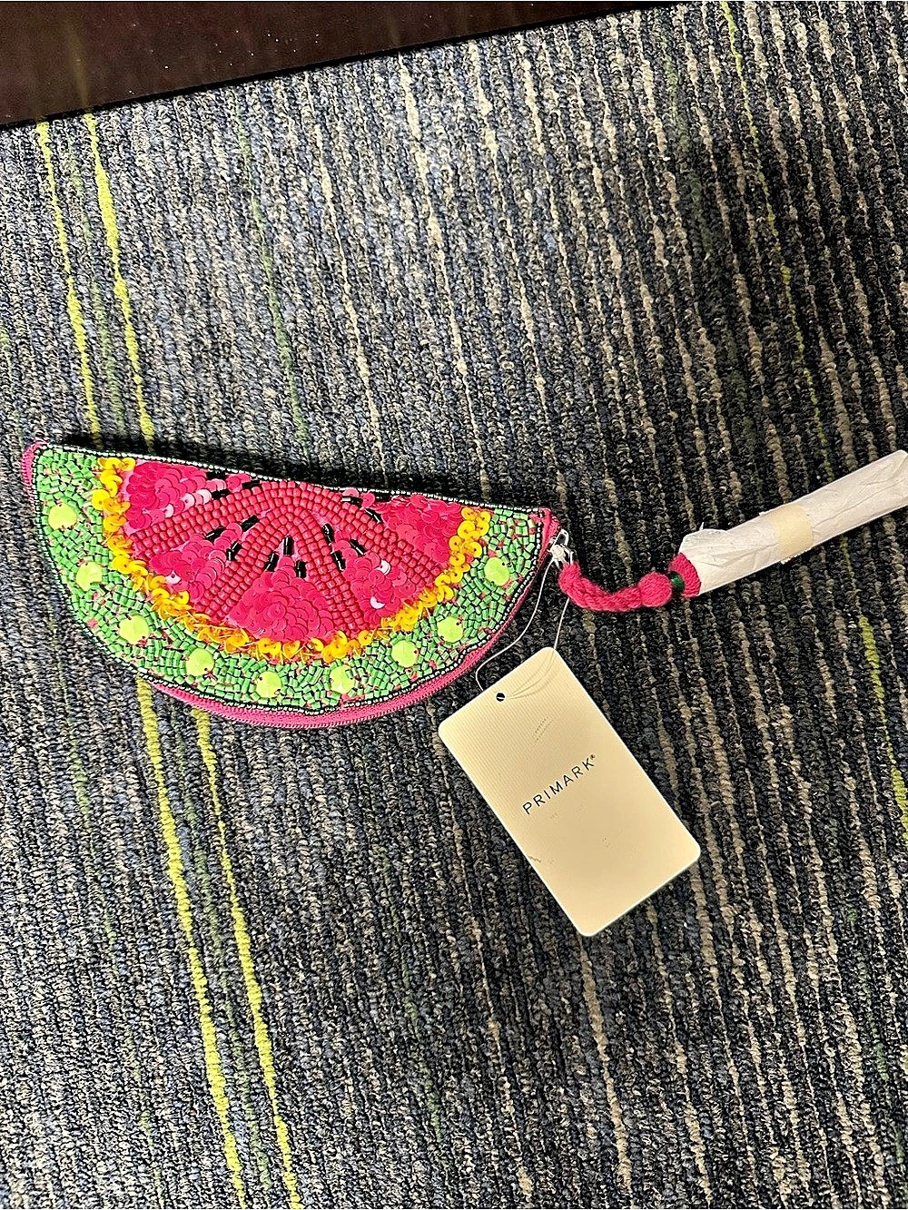 Primark Beaded Watermelon Slice Coin Purse Pink & Green